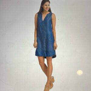 Prana Talton Tencel Sleeveless Button-Front Denim Dress